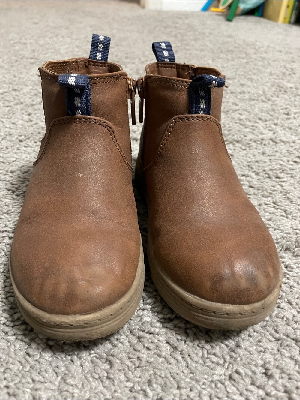 Cat & Jack Toddler Size 9 Brown Chelsea Ankle Boots Side Zip